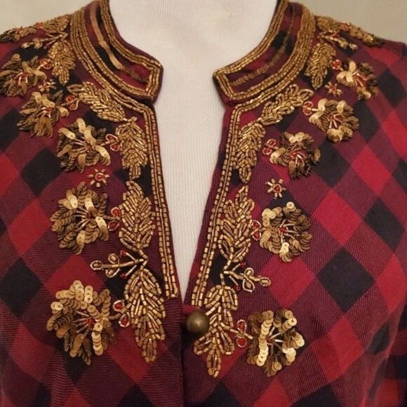 Soft Surroundings Webster Buffalo Plaid Embellished Tunic Top - Picture 4 of 11